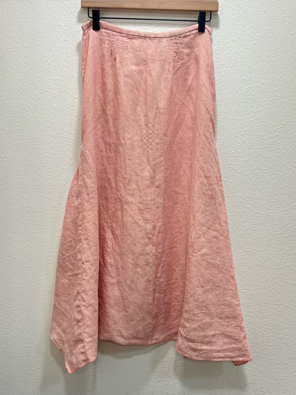J. Jill Pink 100% Linen Asymmetric Hem Maxi Skirt Sz 6 Lagenlook Cottage